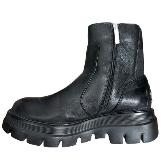 Aquatalia Skyler Black‎ Leather Water-Resistant Lug Sole Platform Boot Size 10 - Picture 6 of 12